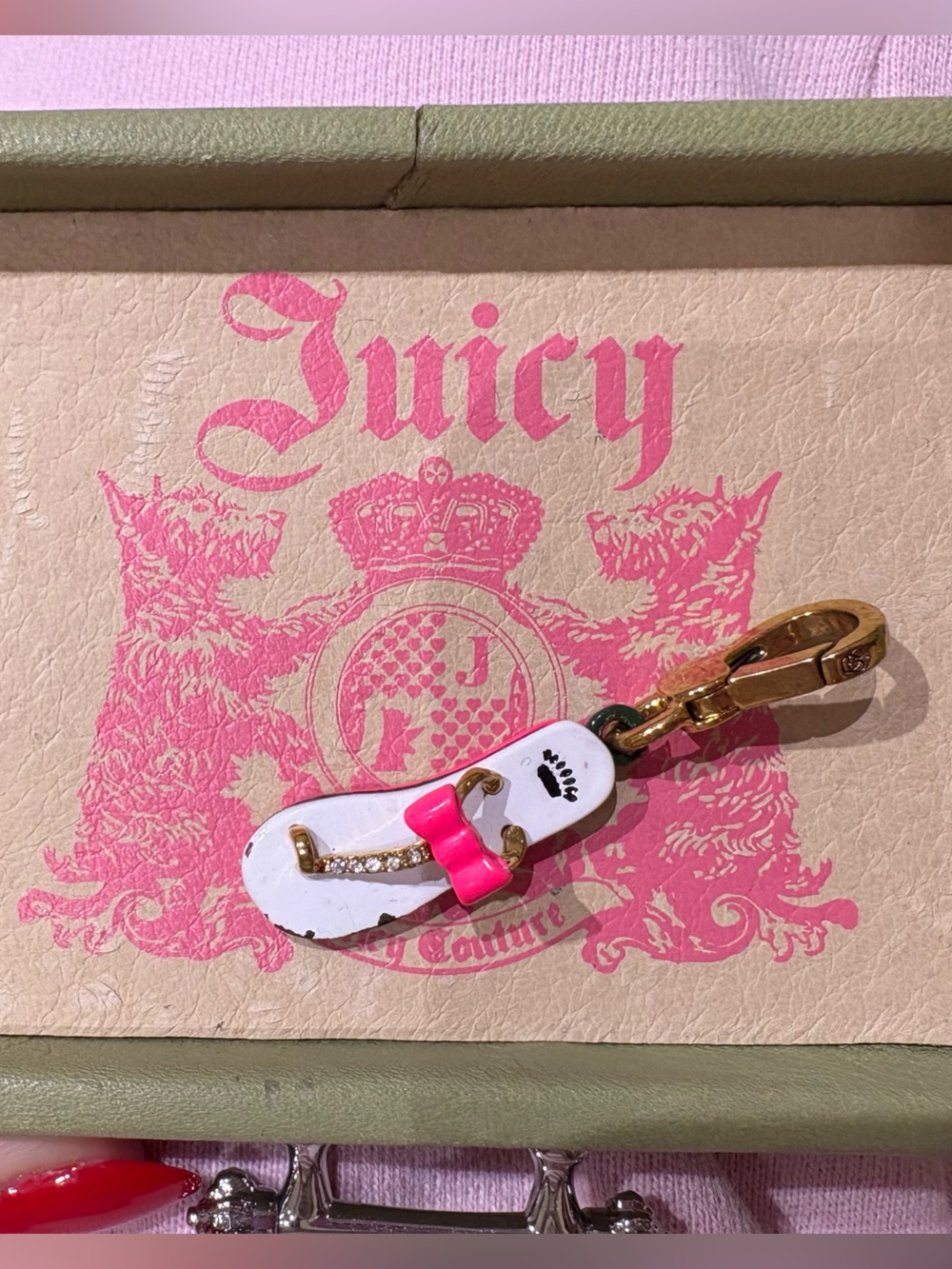 Vintage Juicy Couture Pink Flip Flop Sandal Charm Y2K Rhinestone Rare